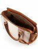 Color Block PU Leather Striped Handbag with Strap -  