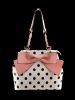 Contrasting Color Polka Dot Bow Chic Shoulder Bag -  