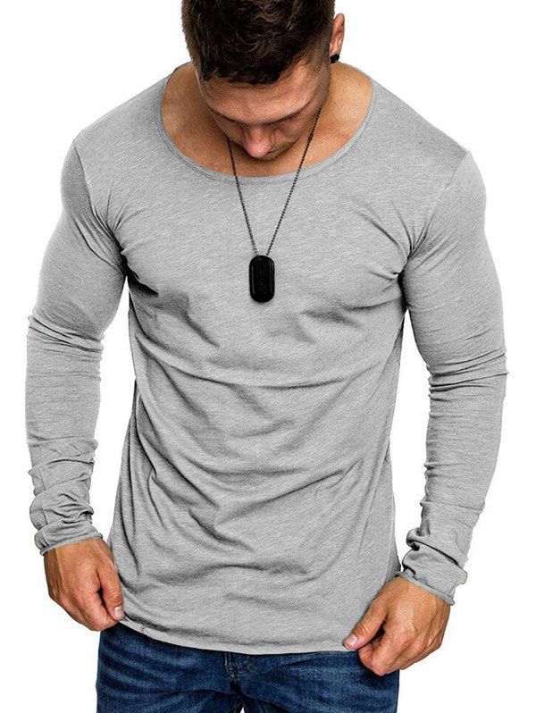 

Slim Fit Solid Color Tee Shirt, Light gray