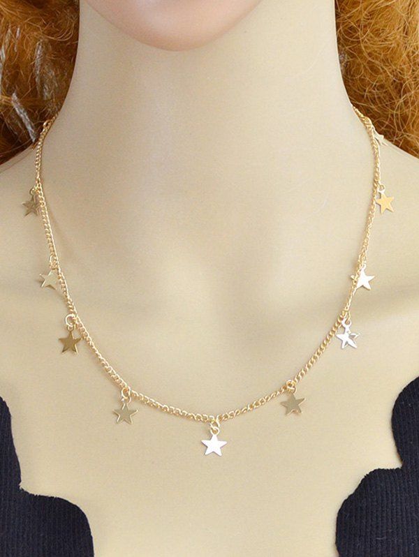 

Metal Star Chain Necklace, Gold