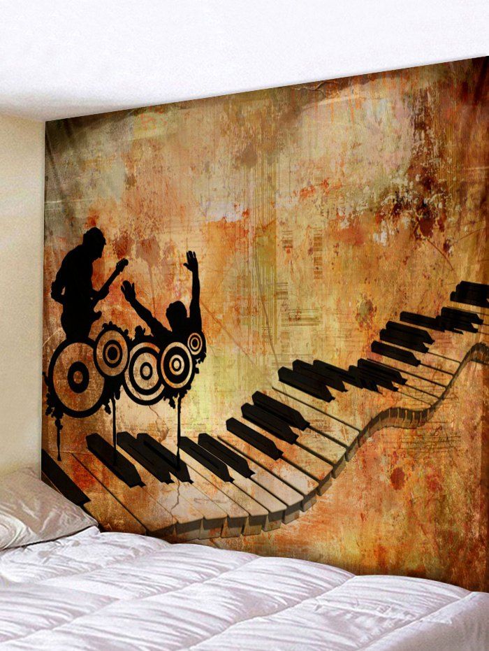 

Wall Hanging Art Musical Piano Key Print Tapestry, Bee yellow