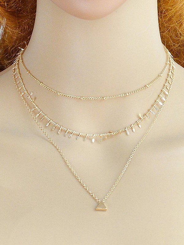 

Layered Triangle Shape Alloy Necklace, Gold