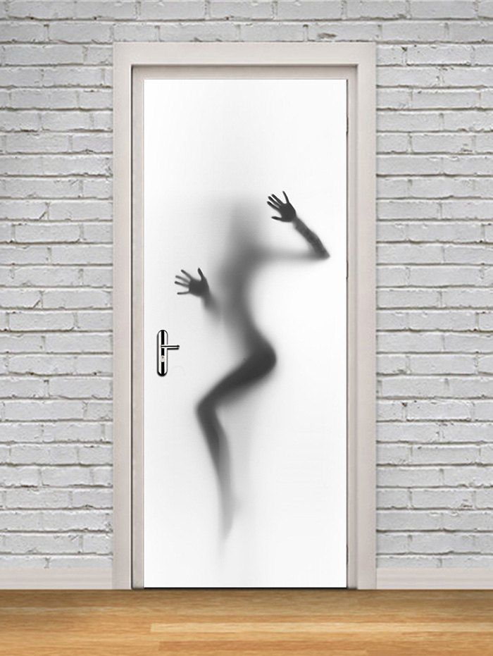 

Woman Shadow Silhouette Print Door Stickers, Multi