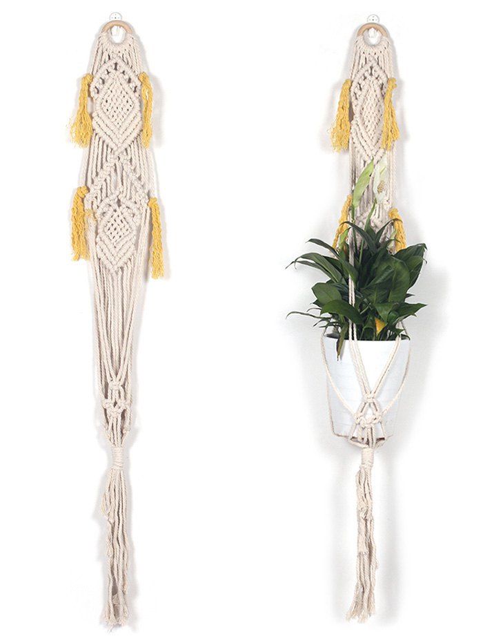 49% OFF Hand-knitted Macrame Plant Hanger Wall Hanging ...