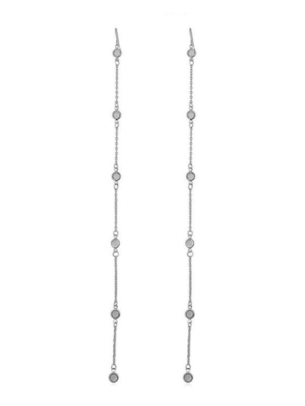 

Faux Diamond Long Chain Hook Earrings, Silver