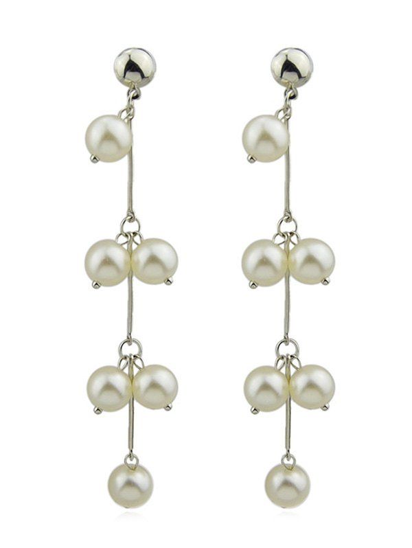 

Long Drop Earrings With Faux Pearl, Silver