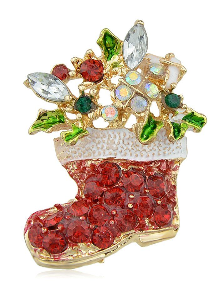 

Faux Crystal Christmas Shoes Brooch, Red