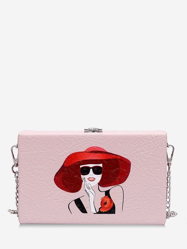 

Box Shaped Fairy Print Chic Crossbody Bag, Pink