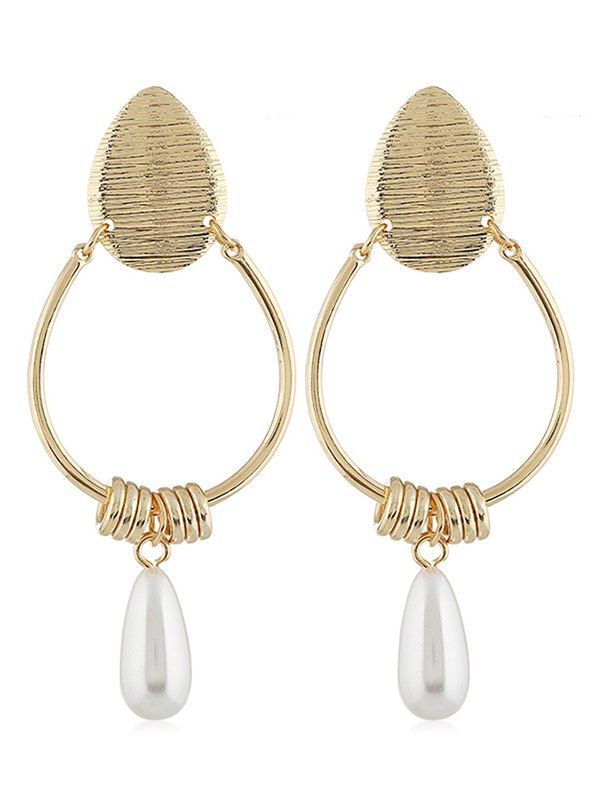 

Teardrop Faux Pearl Drop Earrings, Gold