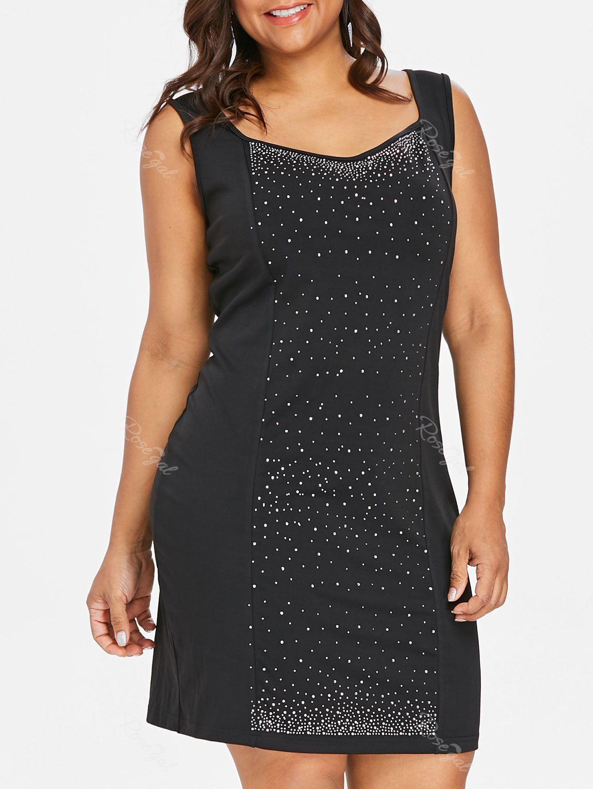 

Plus Size Sleeveless Sparkly Club Dress, Black