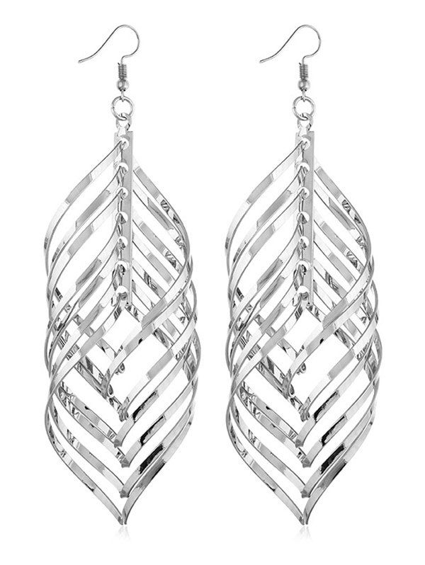 

Unique Feather Long Drop Earrings, Silver