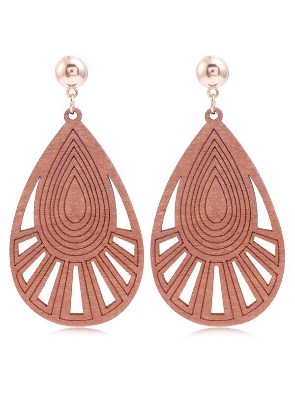 

Hollow Out Geometric Wood Earrings, Coffee
