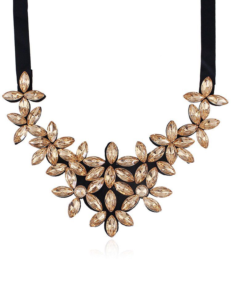 

Rhinestone Flower Pattern Pendant Necklace, Pink
