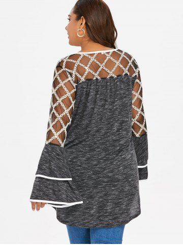 

Plus Size Marled Layered Flare Sleeve T-shirt, Black