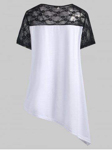 

Lace Applique Plus Size Asymmetric Top, White