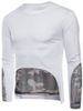 T-shirt Patchwork Camouflage en Maille à Ourlet Haut Bas - Blanc 2XL