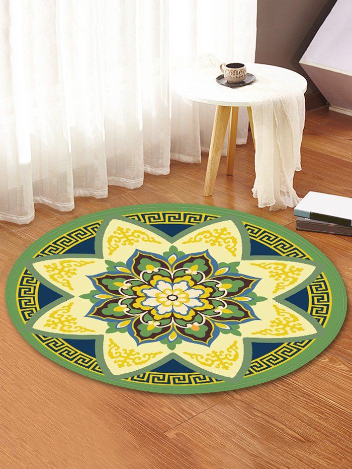 

Mandala Pattern Water Absorption Area Rug, Green onion