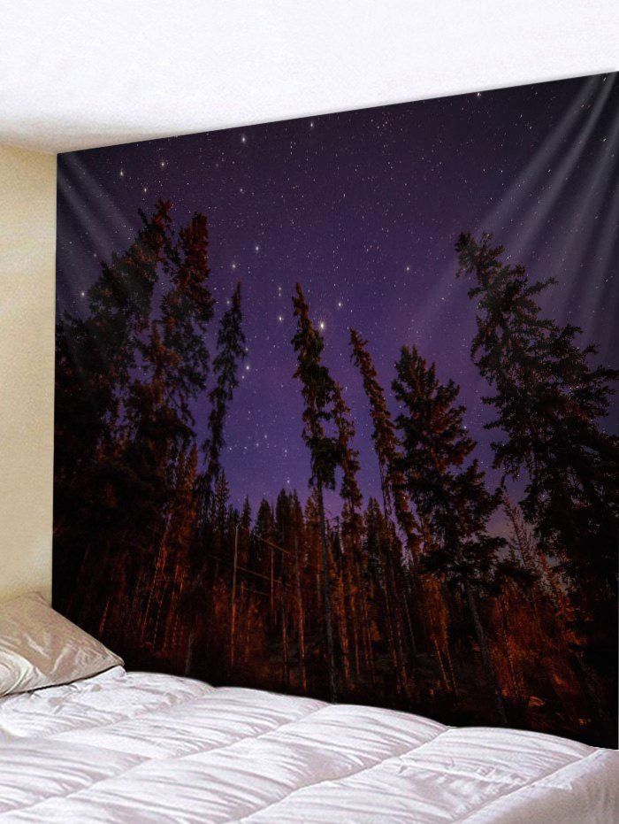 

Wall Hanging Art Starry Sky Forest Print Tapestry, Purple haze