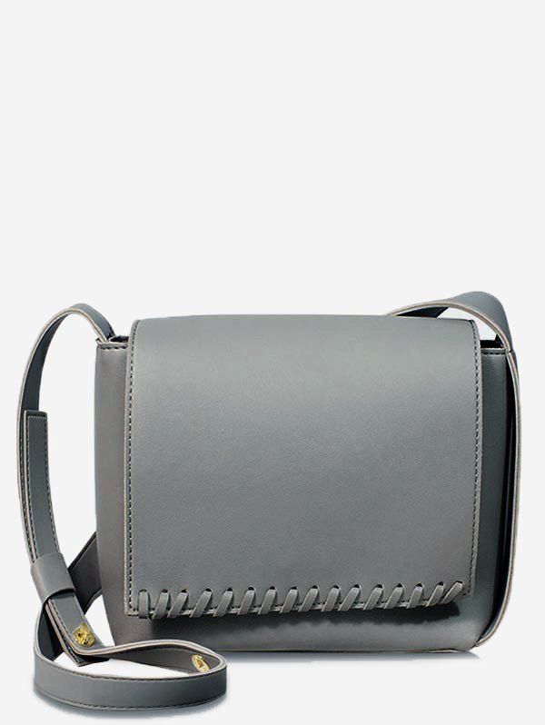 

Minimalist Flap PU Leather Whipstitch Crossbody Bag, Gray