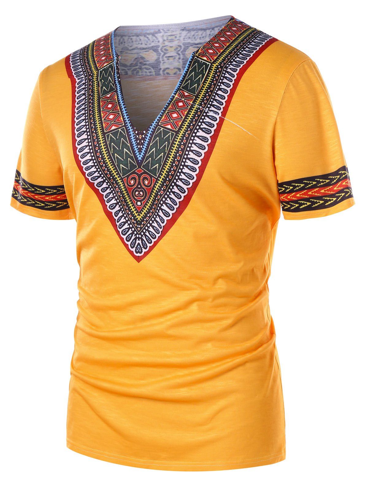 

Notch Neck African Dashiki T-shirt, Bee yellow