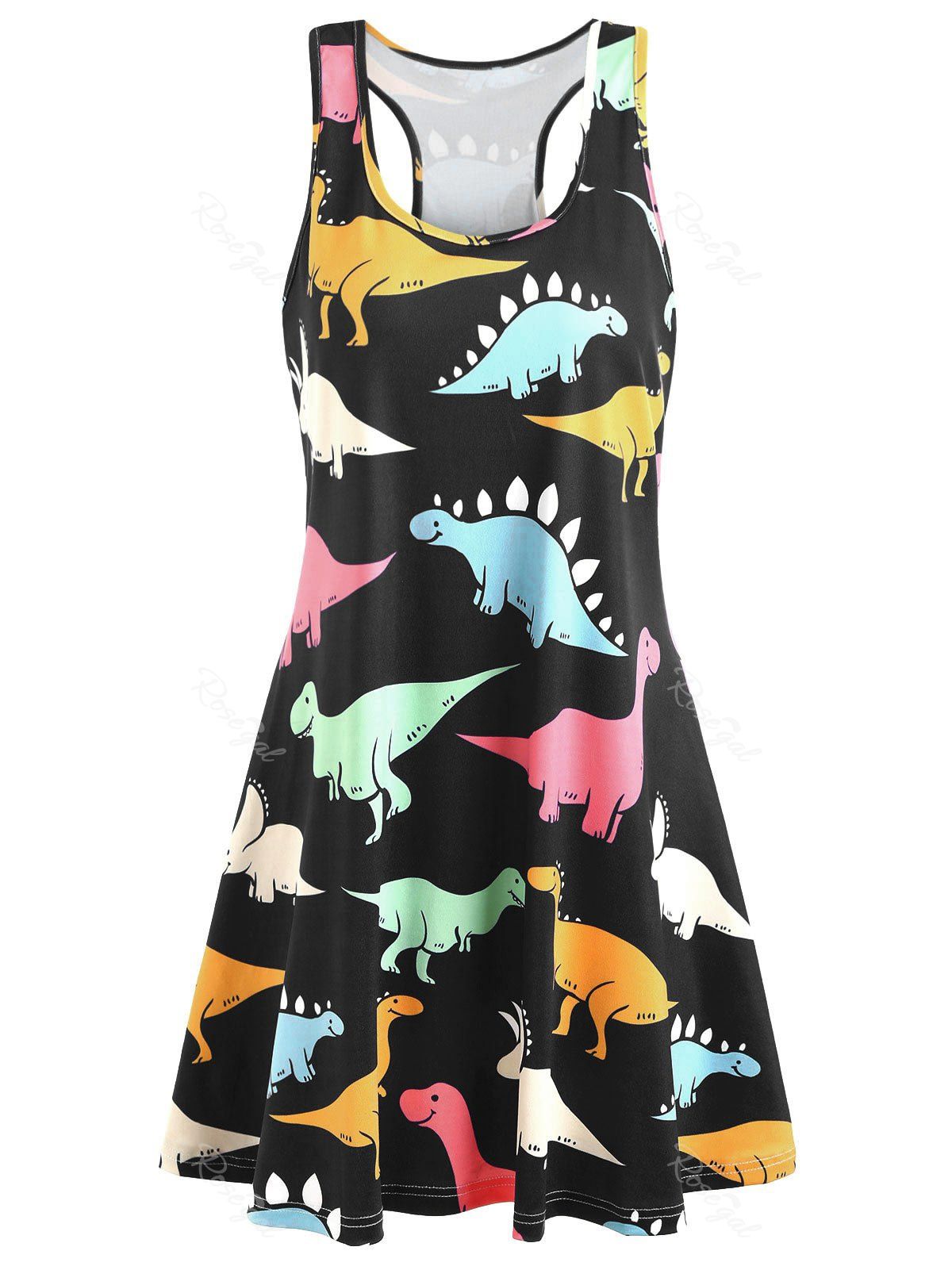 

Plus Size Dinosaur Racerback Dress, Black