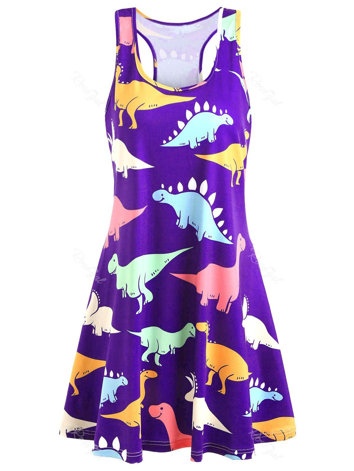 

Plus Size Dinosaur Racerback Dress, Purple