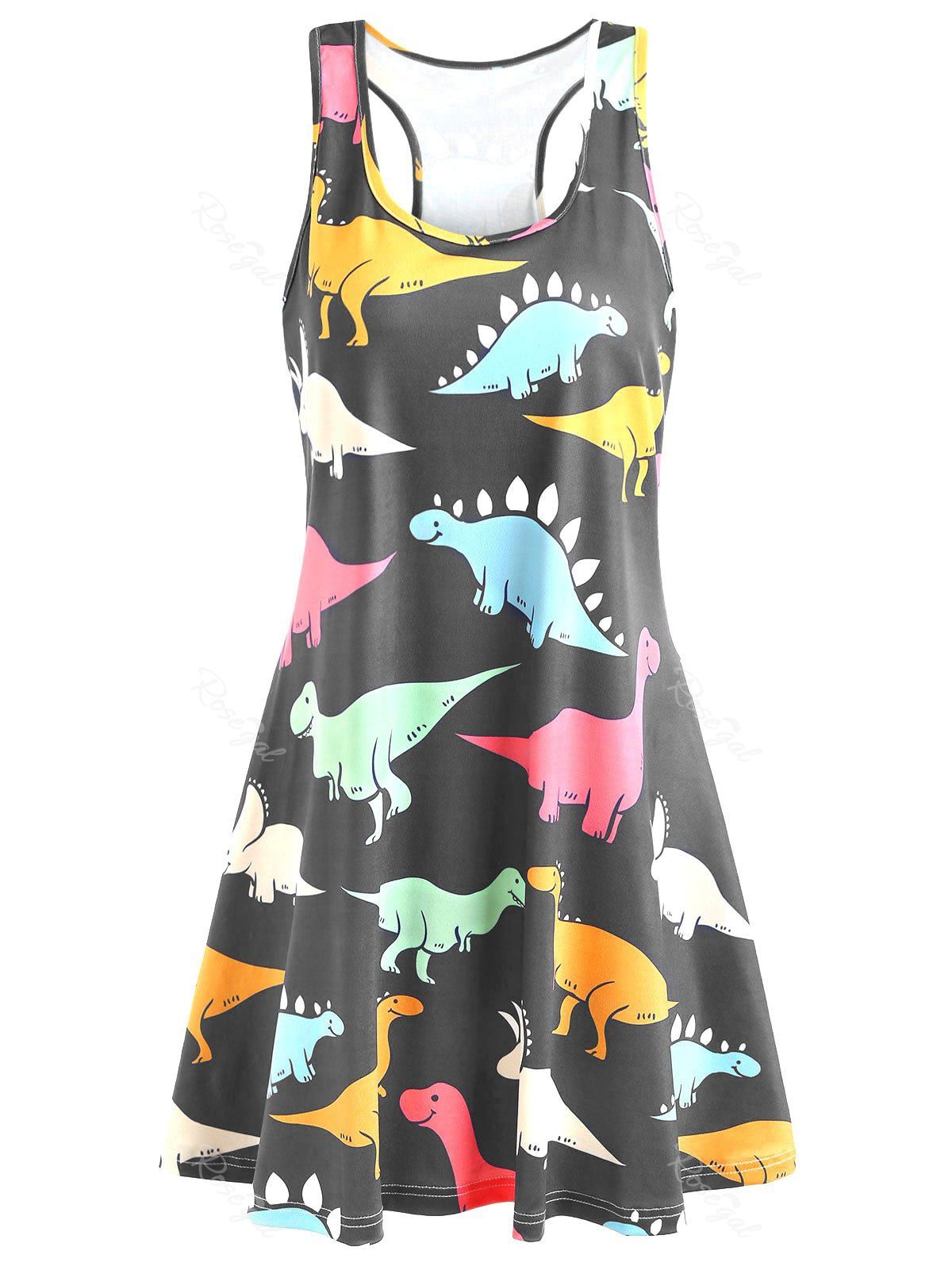 

Plus Size Dinosaur Racerback Dress, Gray