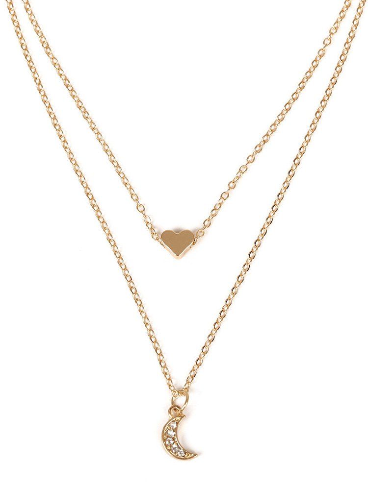 

Double Layer Rhinestone Chain Necklace, Gold