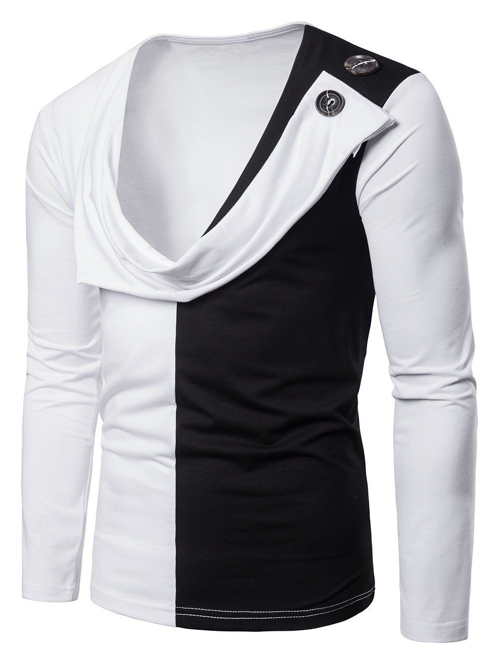 

Layered Button Decorated Tee Shirt, White