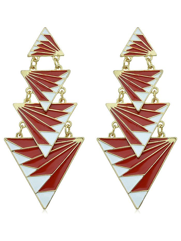 

Enamel Triangle Shape Layered Drop Earrings, Red