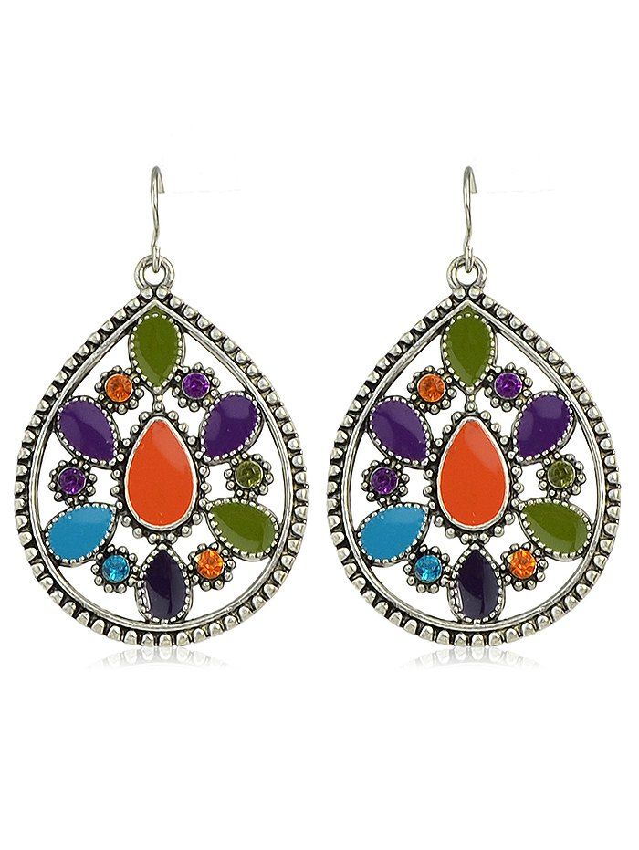 

Water Drop Design Rhinestone Earrings, Multi
