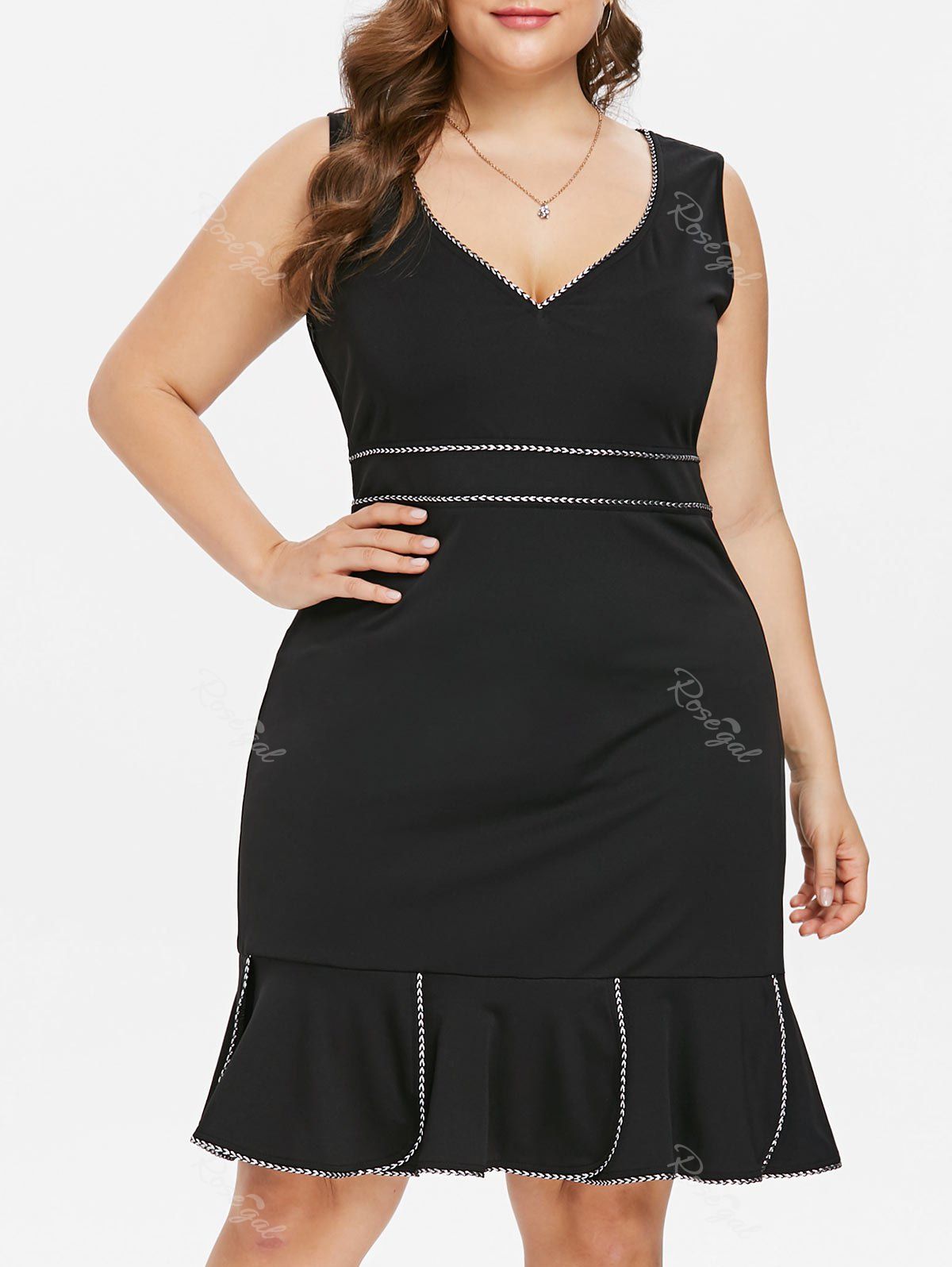 

Plus Size Flounce Bodycon Party Dress, Black