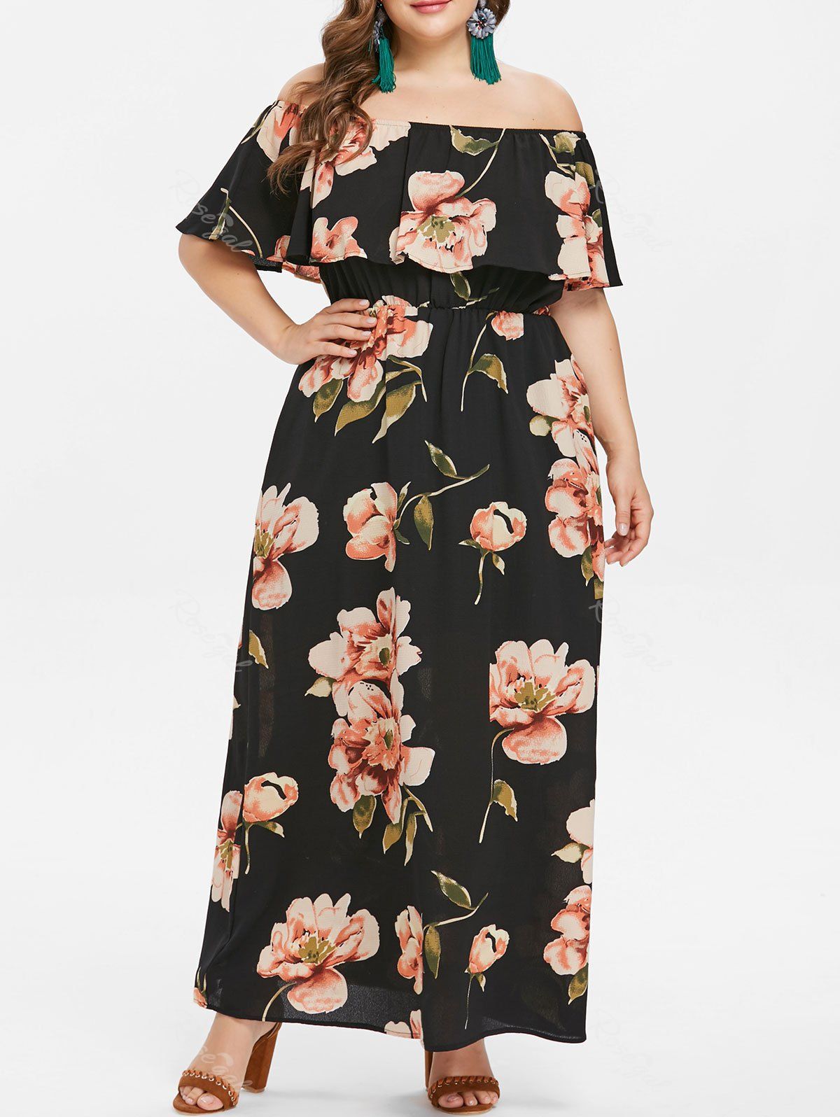 Flounce Print Maxi Dress