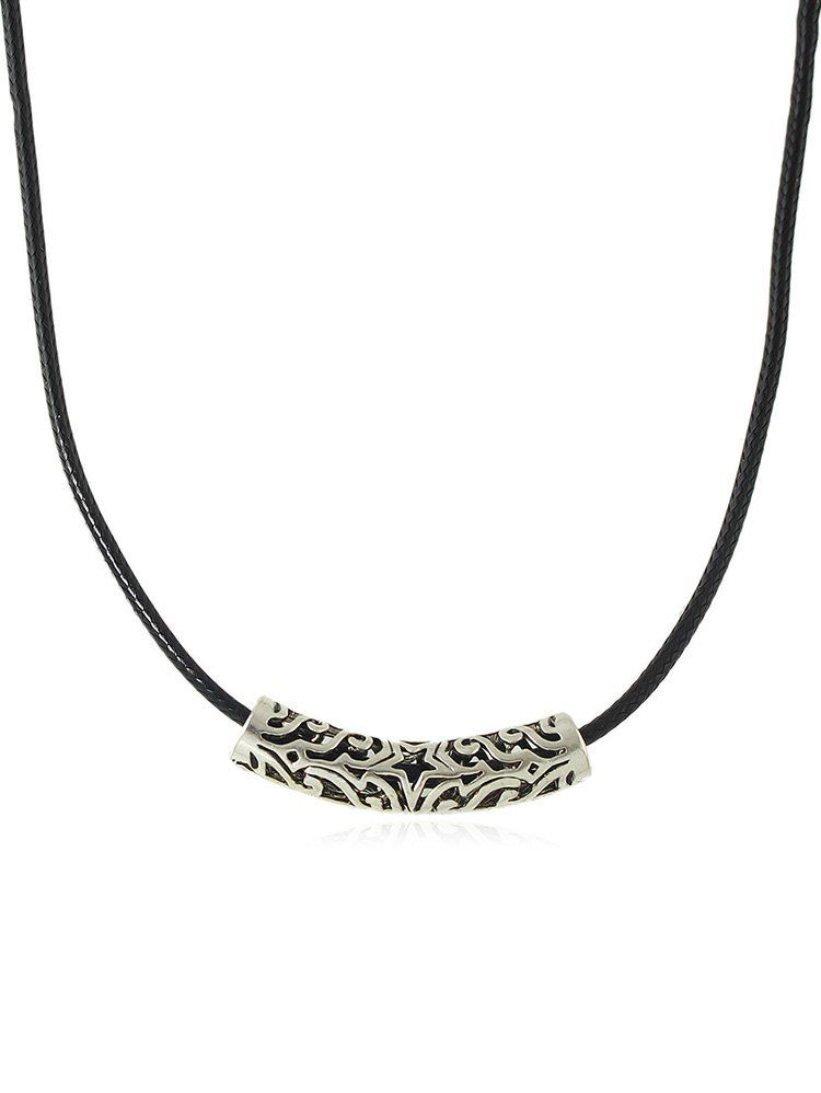 

Hollow Bar Pendant Necklace, Black