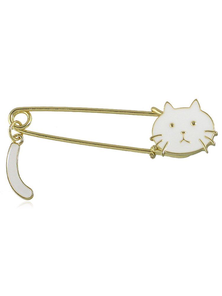 

Cute Cat Brooch Pin, White