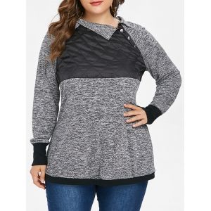 

Plus Size Two Tone Long Sleeve T-shirt, Dark gray