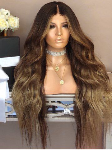 2019 long middle part colormix natural wavy synthetic wig