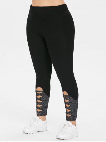 

Plus Size Cutouts Criss Cross Leggings, Black