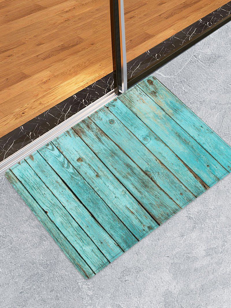 

Wooden Print Water Absorption Rug, Northern lights blue