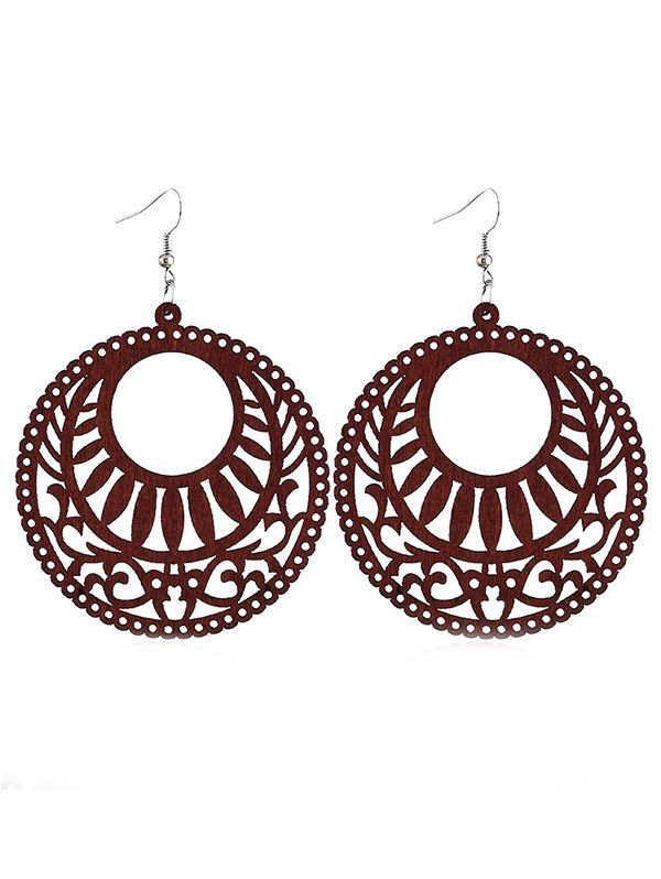 

Elegant Hollow Out Wooden Hook Earrings, Sepia