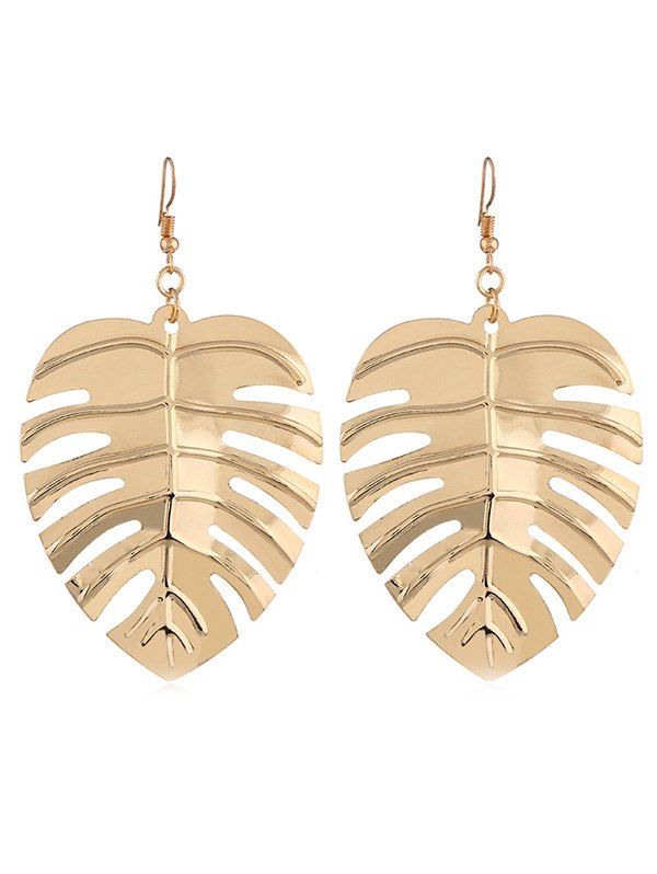 

Unique Hollow Out Leaf Alloy Hook Earrings, Gold