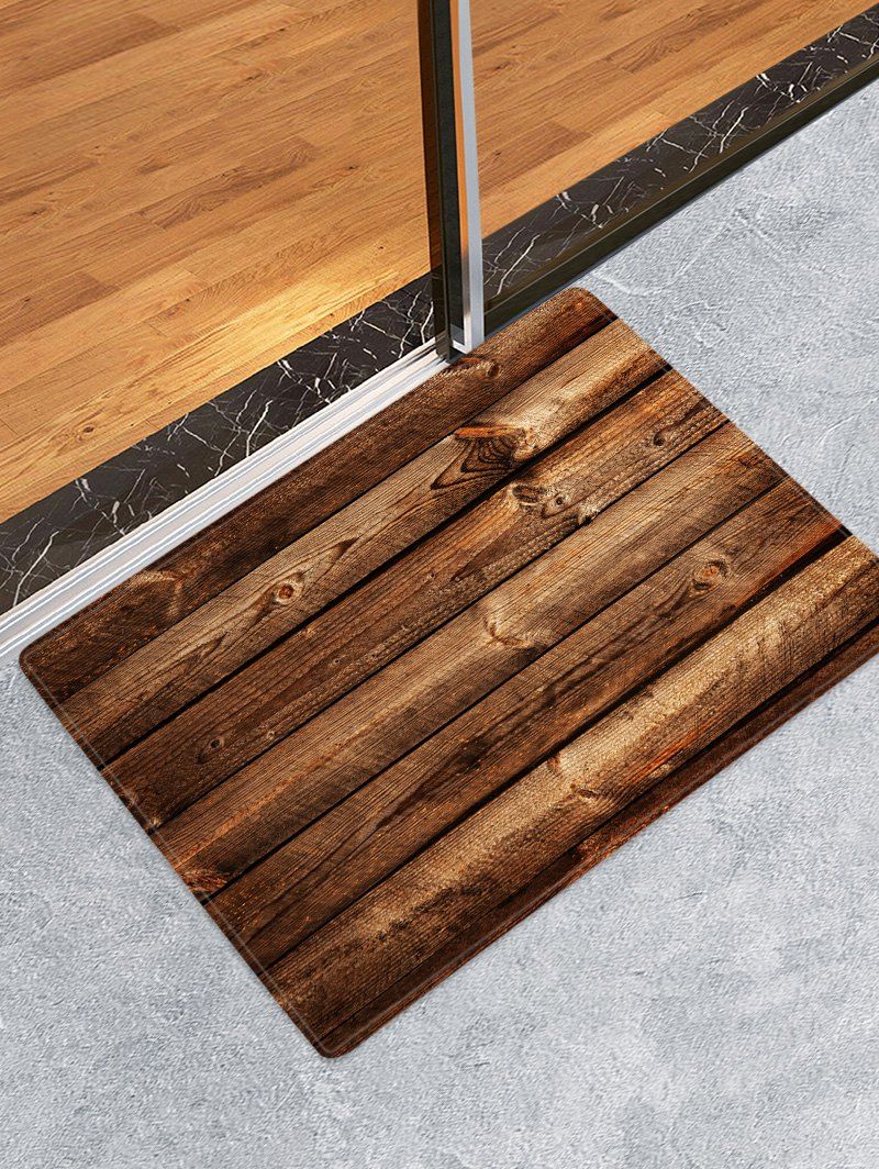 

Wooden Printed Water Absorption Area Rug, Deep brown