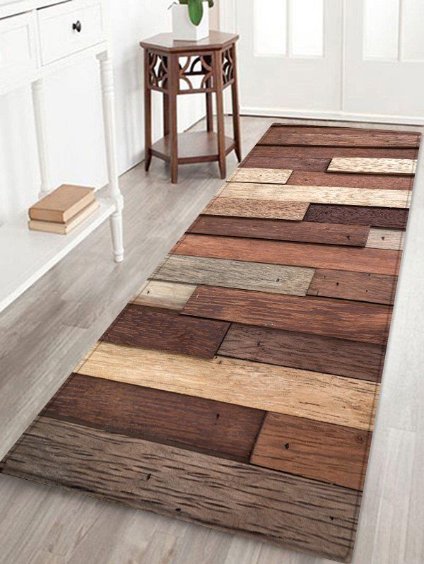 

Wooden Combination Print Anti-slid Floor Area Rug, Multi