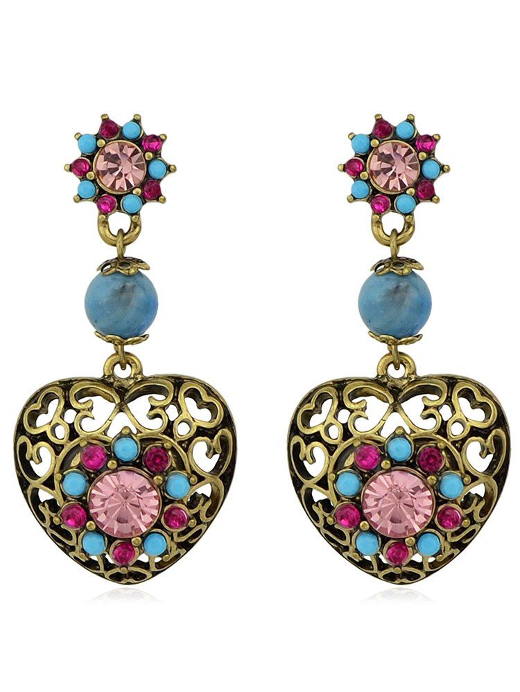 

Vintage Love Flower Rhinestone Earrings, Gold
