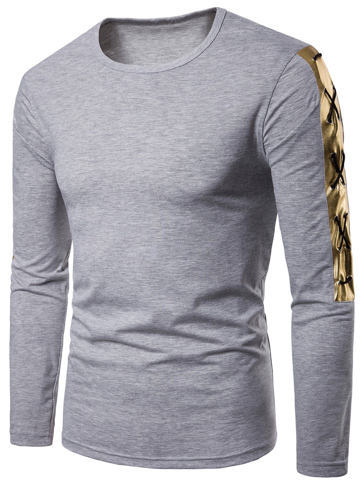 

Gold Stamp Criss Cross Tee Shirt, Gray