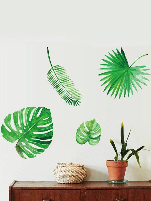 

Leaf Printed Removable Wall Stickers, Green