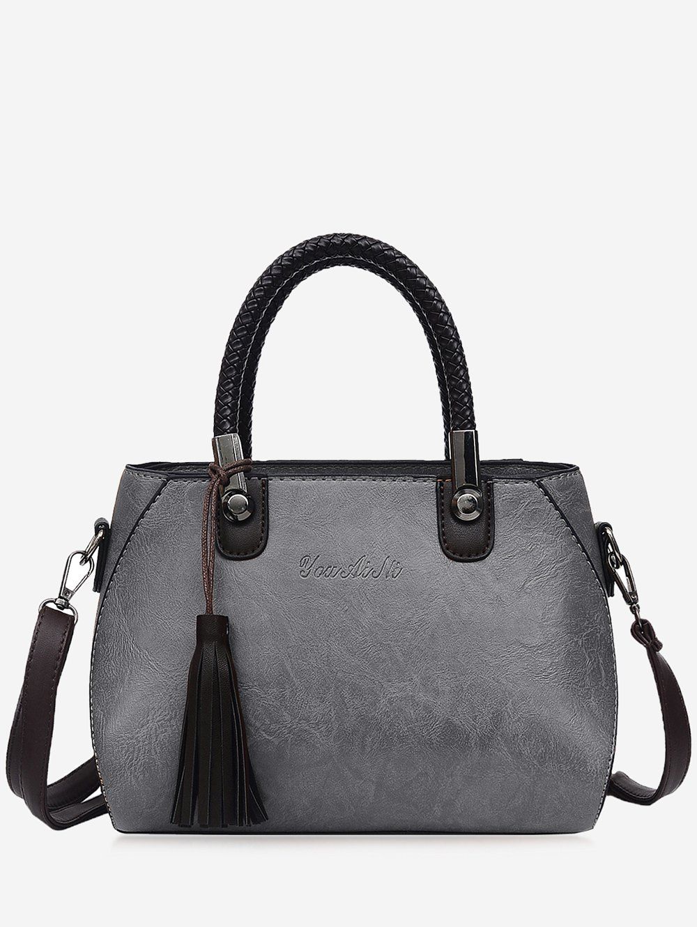 

Business Travel Minimalist Tassel Tote Bag, Gray
