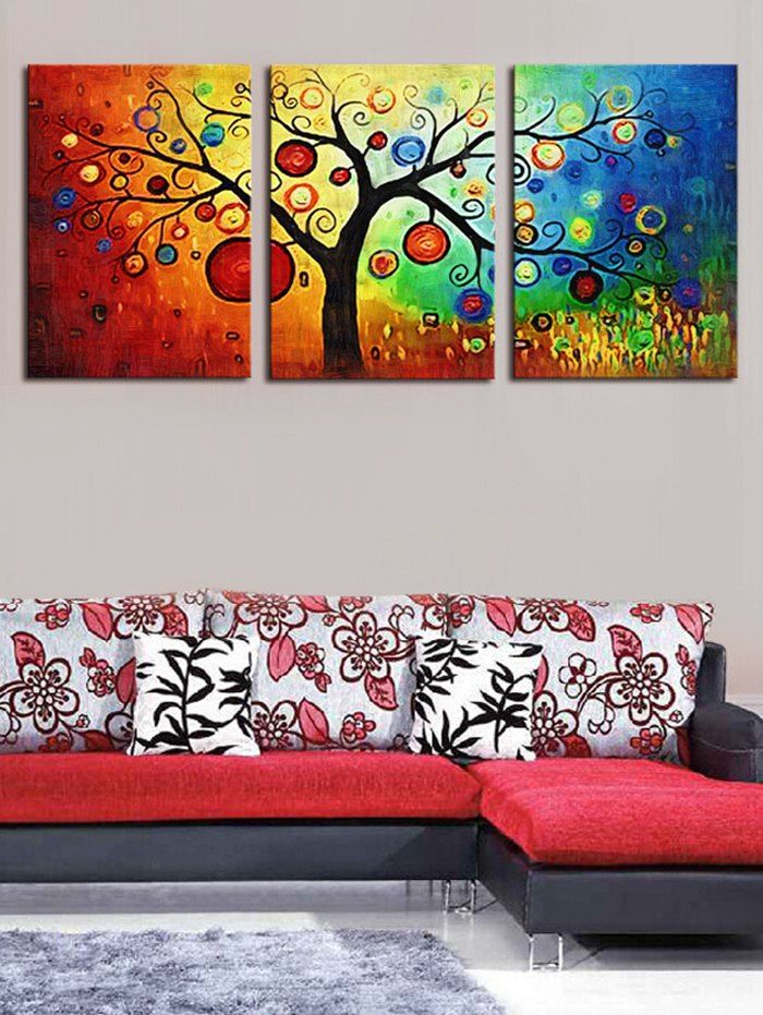 

Unframed Colorful Tree Printed Canvas Paintings, Multi