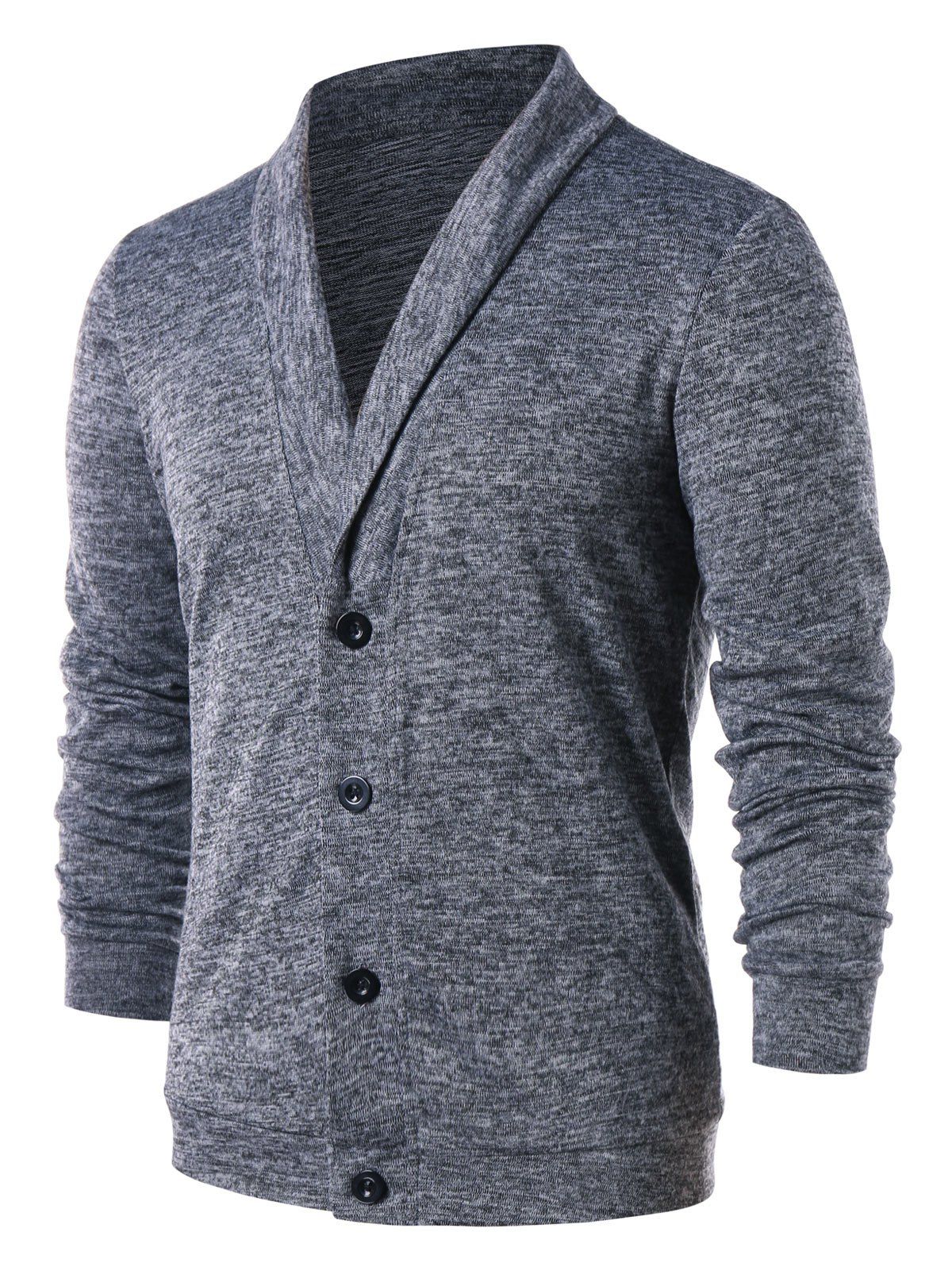

Solid Color Turn Down Collar Cardigan, Dark slate grey