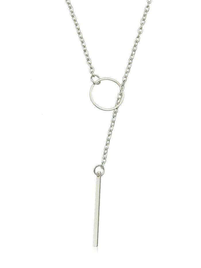 

Circle Y Shaped Long Chain Necklace, Silver